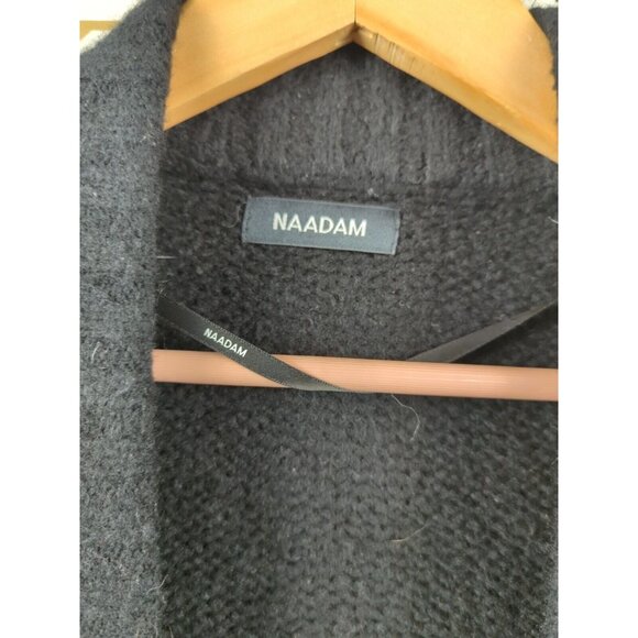 NADAAM Women's Wool Cashmere Boucle Knit Cardigan Black Open Front Size XS - Picture 5 of 7